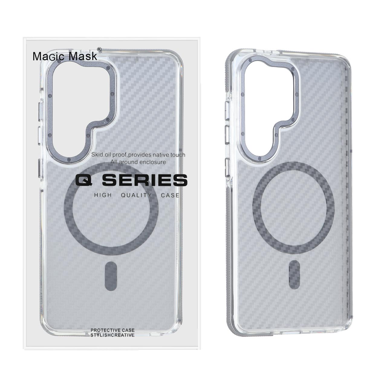 قاب اورجینال Q Series پشت کربن MagSafe مدل Samsung Galaxy S26 Ultra - خاکستری (پک دار)