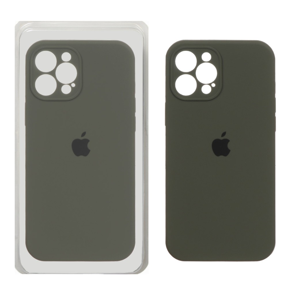 قاب سیلیکونی پاک کنی محافظ لنزدار اورجینال Apple iPhone 12 Pro Max - سبز زیتونی تیره (پک اصلی)