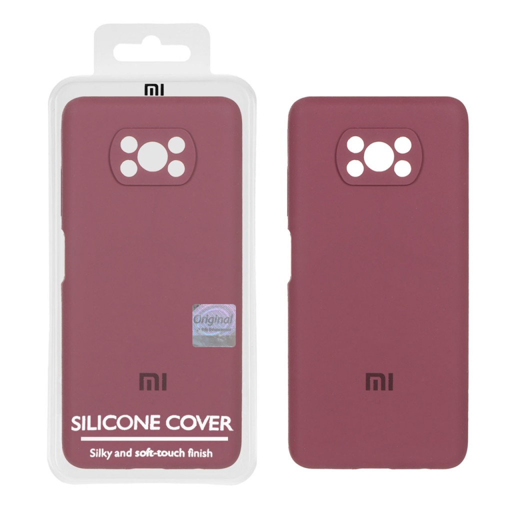قاب سیلیکونی پاک کنی اورجینال Master Quality مدل Xiaomi Poco X3 / Poco X3 Pro / Poco X3 NFC - زرشکی (پک دار)