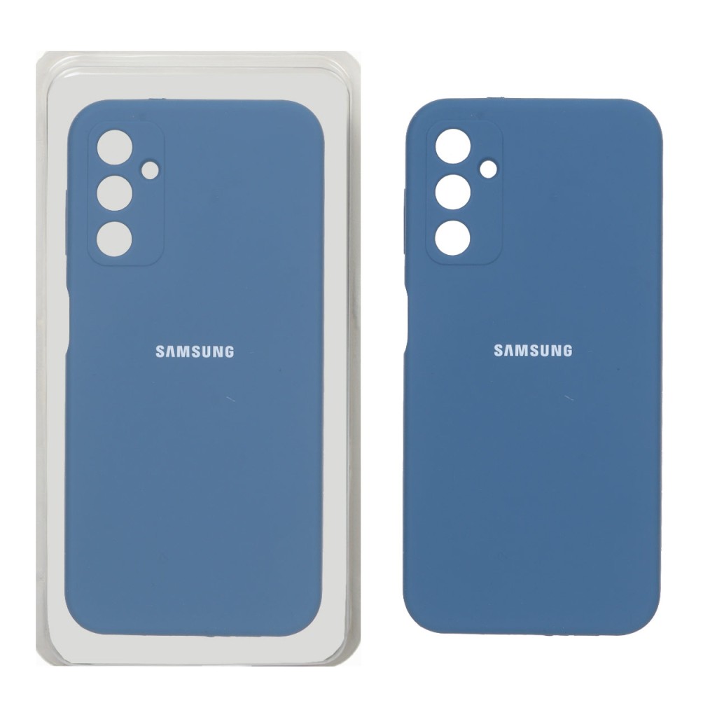 قاب سیلیکونی پاک کنی اورجینال محافظ لنزدار Samsung Galaxy A14 - آبی تیره (پک دار)
