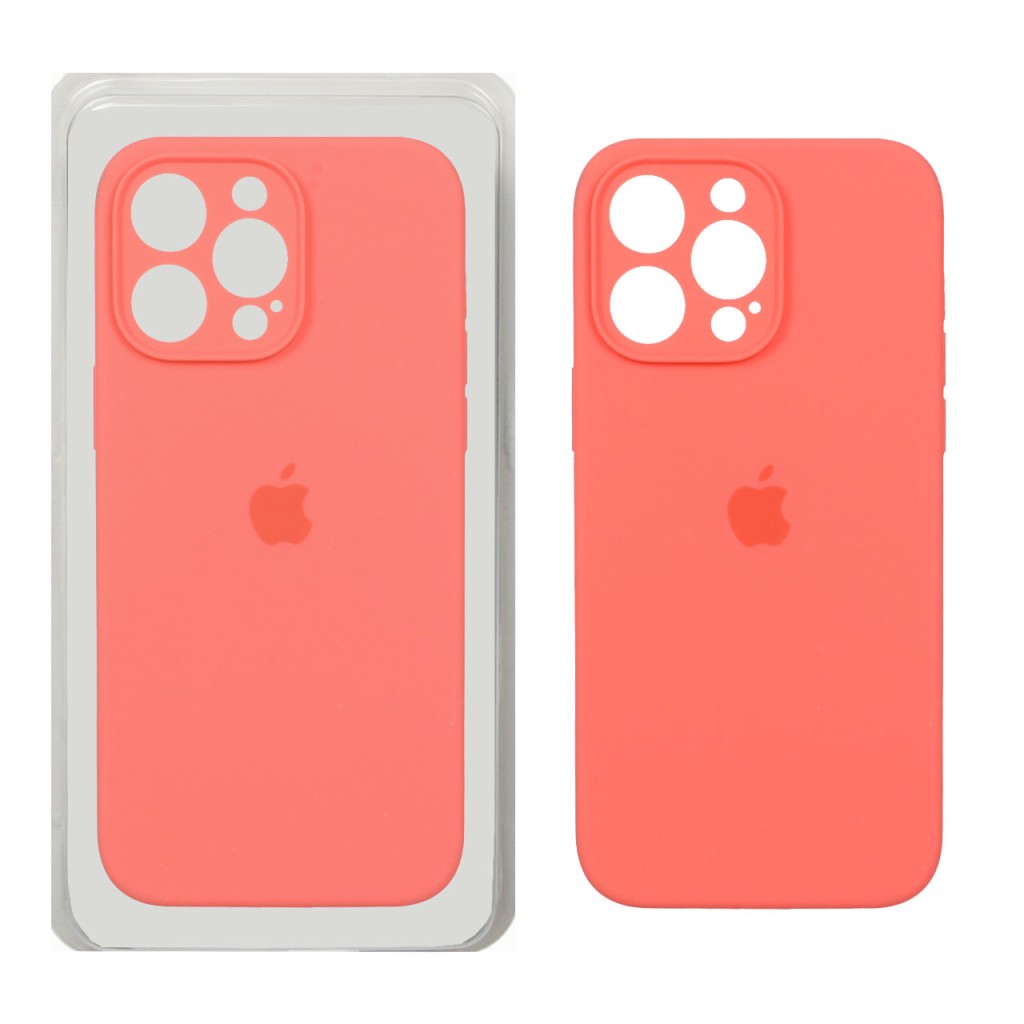 قاب سیلیکونی پاک کنی محافظ لنزدار اورجینال Apple iPhone 14 Pro Max - مرجانی (پک اصلی)