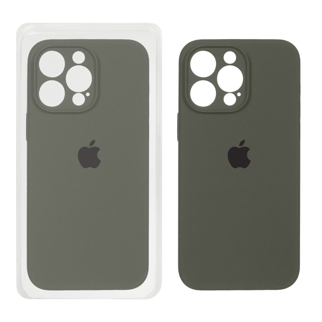 قاب سیلیکونی پاک کنی محافظ لنزدار اورجینال Apple iPhone 14 Pro Max - سبز زیتونی تیره (پک اصلی)
