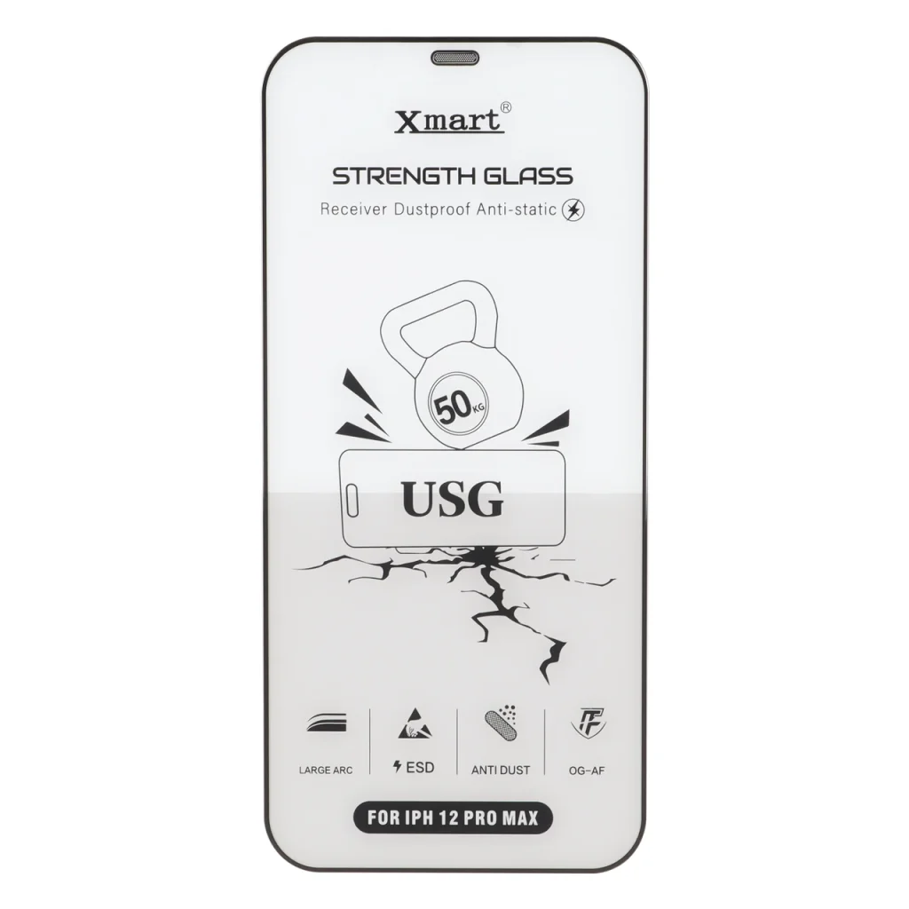 محافظ صفحه نمایش شیشه ای اورجینال Full Cover XMART Anti Static USG مدل Apple iPhone 12 Pro Max