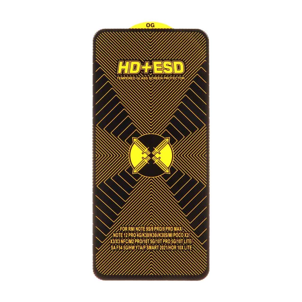 محافظ صفحه نمایش شیشه ای مشکی Full Cover HD Plus ESD مدل Xiaomi Poco X3 / Poco X3 Pro / Redmi Note 9S / Redmi Note 9 Pro / Redmi Note 9 Pro Max / Poco F5 Pro / Mi 12T / Mi 12T Pro / Mi 11T / Mi 11T Pro / Mi 10T / Mi 10T Pro / Samsung Galaxy M54 / F54