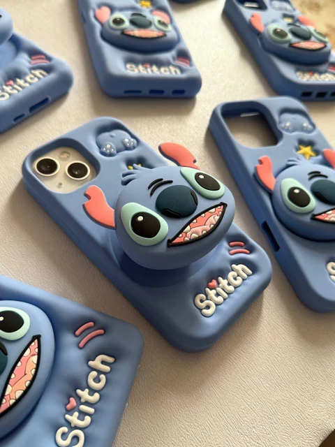 قاب گوشی استیچ آبی Stitch جنس سیلیکونی با پاپ سوکت