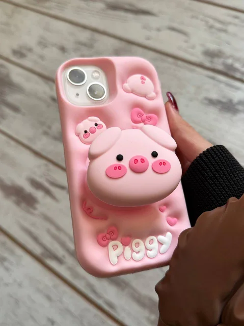 قاب گوشی فانتزی طرح piggy  ( خوک) پاپ سوکت دار
