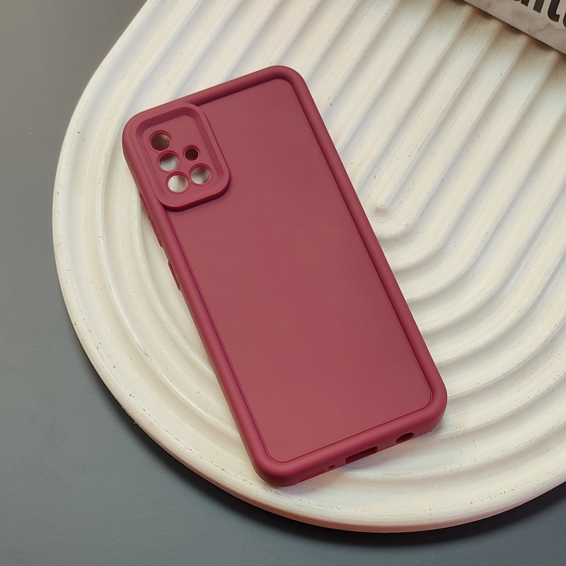 قاب گوشی A51 طرح سولید ساده رنگ زرشکی