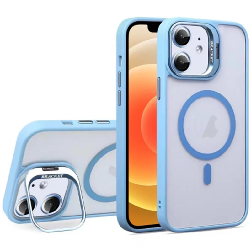 قاب گوشی مدل YZB سازگار با شارژر مغناطیسی، پایه نگه‌دارنده و پوشش لنز دوربین، رنگ آبی اقیانوسی مناسب برای ایفون iphone 16
