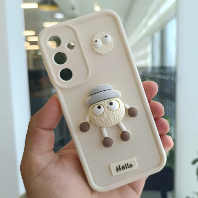 قاب گوشی سامسونگ Galaxy A16  مدل عروسکی سه بعدی میکروب رنگ شیری