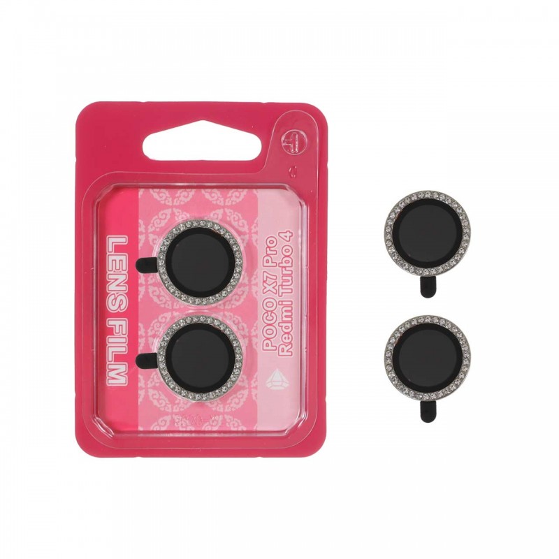 محافظ لنز دوربین پوکو Xiaomi Poco X7 Pro مدل رینگی شیشه ای آلومینیومی نگین دار - نقره ای