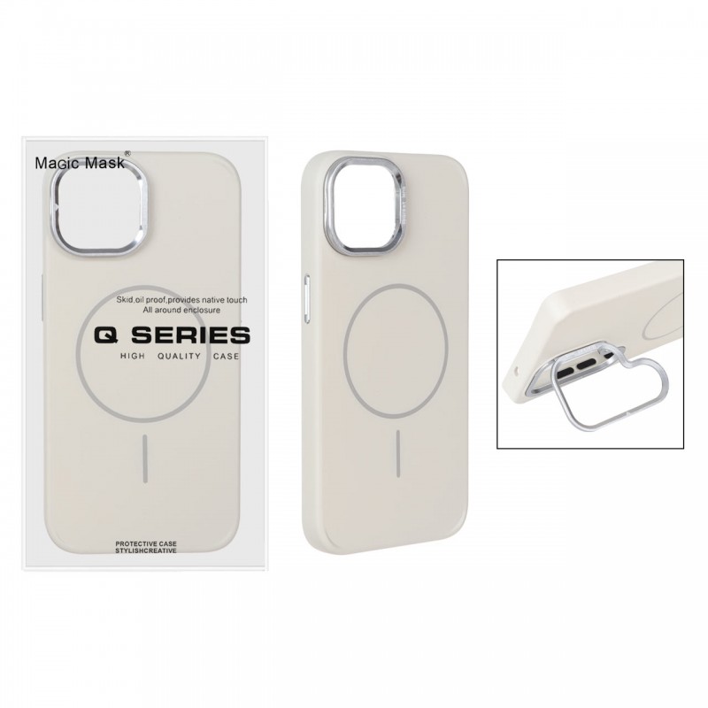 قاب گوشی MagSafe مدل AlumStand Pro مجهز به استند و محافظ لنز آلومینیومی مناسب iPhone 13 / 14 - رنگ کرم