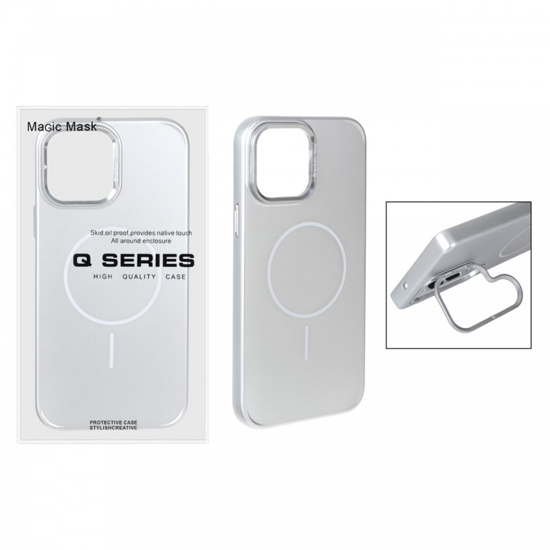 قاب گوشی MagSafe مدل AlumStand Pro مجهز به استند و محافظ لنز آلومینیومی مناسب iPhone 13 Pro Max - رنگ نقره ای