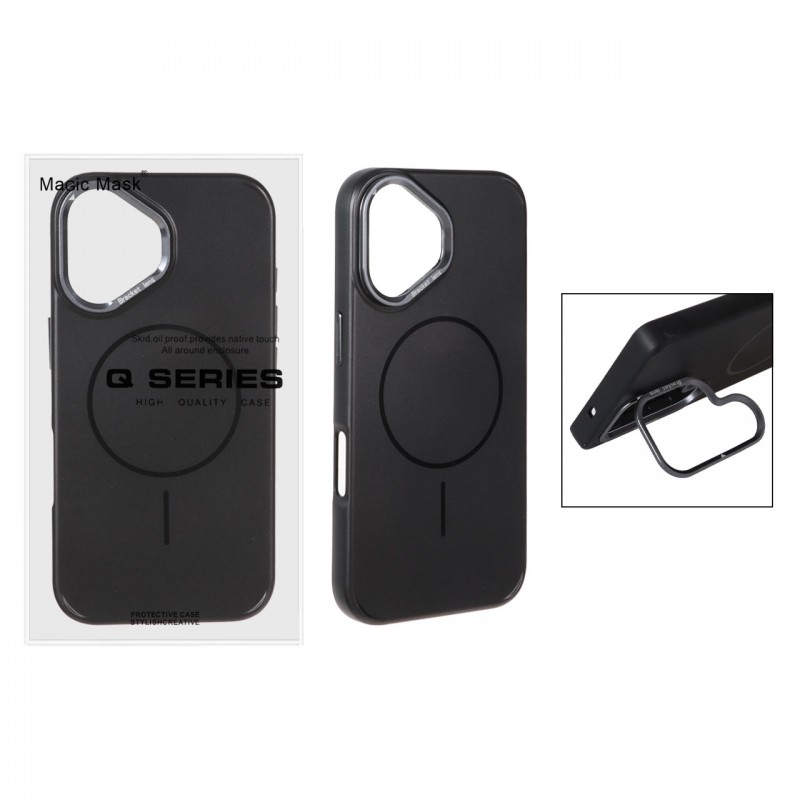 قاب گوشی MagSafe مدل AlumStand Pro مجهز به استند و محافظ لنز آلومینیومی مناسب iPhone 16 - رنگ مشکی