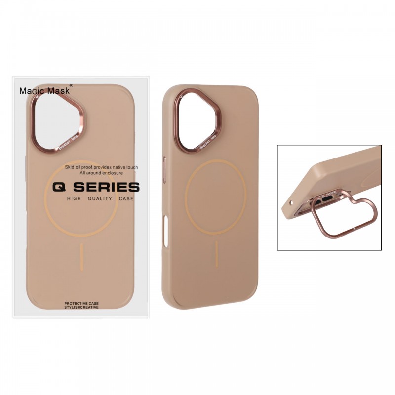 قاب گوشی MagSafe مدل AlumStand Pro مجهز به استند و محافظ لنز آلومینیومی مناسب iPhone 16 - رنگ صحرایی