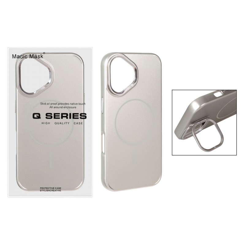 قاب گوشی MagSafe مدل AlumStand Pro مجهز به استند و محافظ لنز آلومینیومی مناسب iPhone 16 - رنگ خاکستری