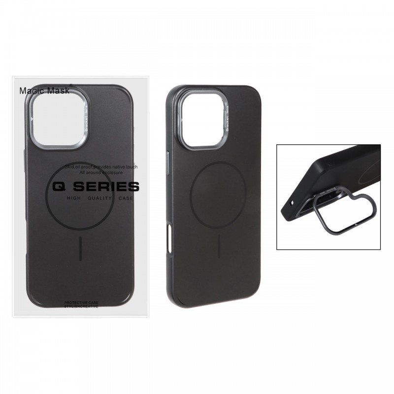 قاب گوشی MagSafe مدل AlumStand Pro مجهز به استند و محافظ لنز آلومینیومی مناسب iPhone 16 Pro Max - رنگ مشکی