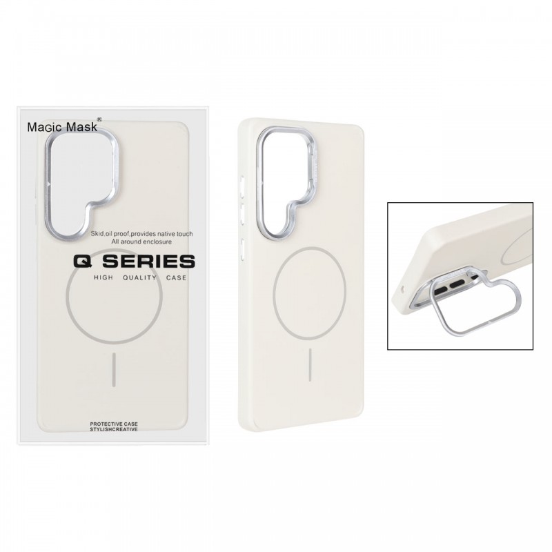 قاب گوشی MagSafe مدل AlumStand Pro مجهز به استند و محافظ لنز آلومینیومی مناسب Samsung Galaxy S25 Ultra - رنگ کرم