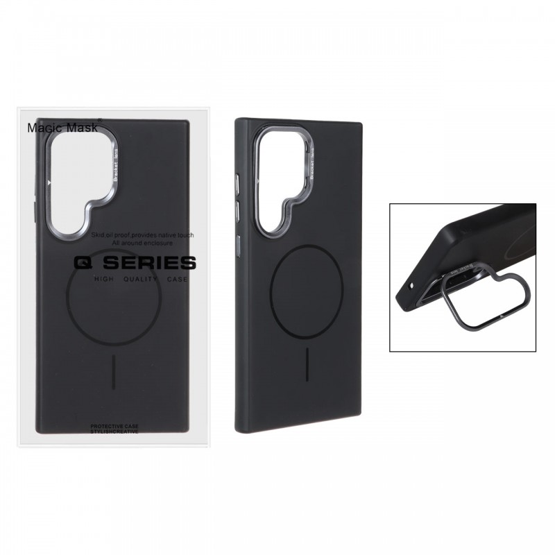 قاب گوشی MagSafe مدل AlumStand Pro مجهز به استند و محافظ لنز آلومینیومی مناسب Samsung Galaxy S24 Ultra - رنگ مشکی