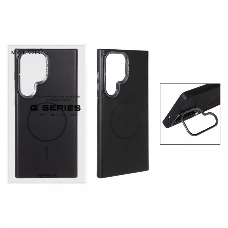 قاب گوشی MagSafe مدل AlumStand Pro مجهز به استند و محافظ لنز آلومینیومی مناسب Samsung Galaxy S23 Ultra - رنگ مشکی