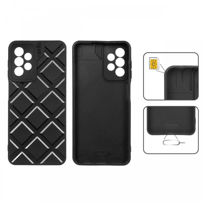 قاب گوشی مدل DiamondSafe F4 طرح لوزی با جای سیم‌کارت و سوزن مناسب گوشی‌های Samsung Galaxy A23 – رنگ مشکی