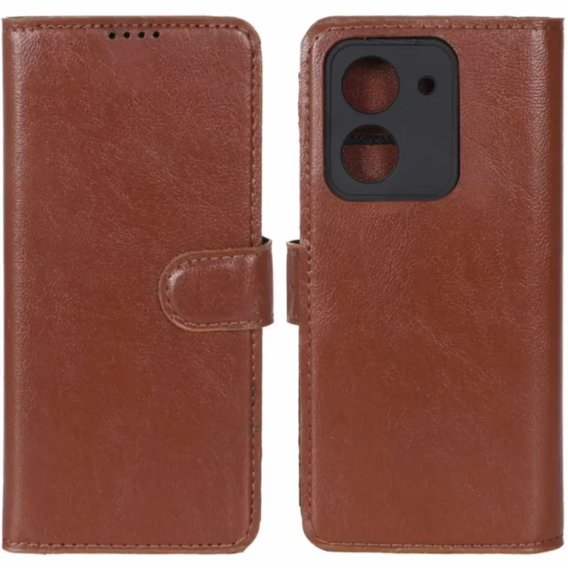 کیف گوشی ردمی Xiaomi Redmi A5 مدل لپتاپی مگنتی محافظ لنز دار - رنگ قهوه ای