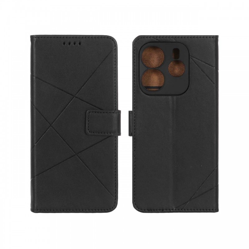 کیف گوشی Xiaomi Redmi Note 14 4G مدل دیاگونال Diagonal مگنتی جنس چرمی - رنگ مشکی