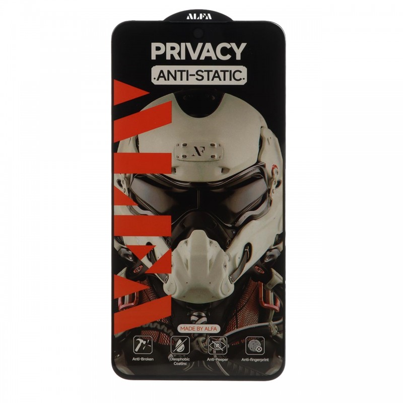 محافظ صفحه نمایش شیشه ای پرایوسی Samsung Galaxy A36 / A56 / S24 FE برند آلفا مدل فول کاور آنتی استاتیک
