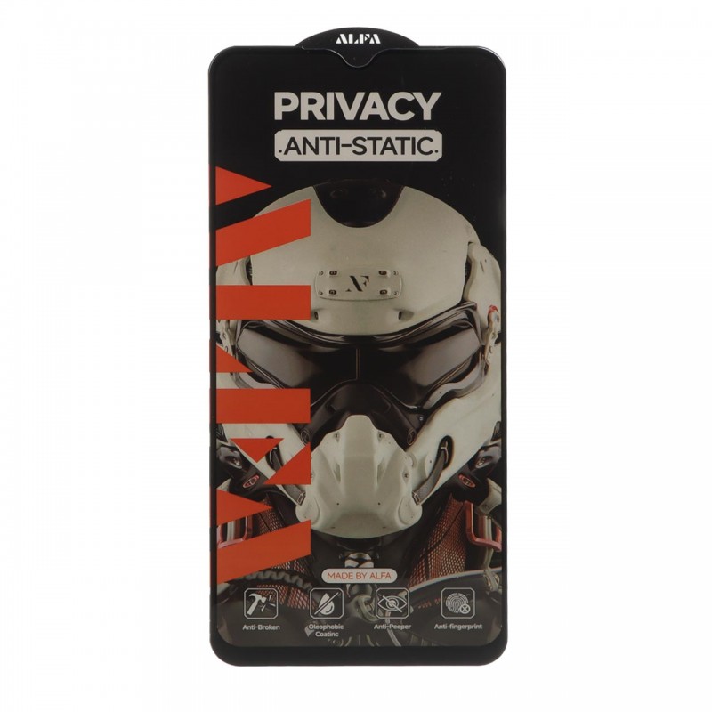 محافظ صفحه نمایش شیشه ای پرایوسی Xiaomi Redmi A3 / A3x / Poco C61 برند آلفا مدل فول کاور آنتی استاتیک