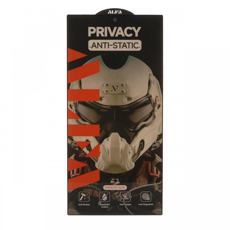 محافظ صفحه نمایش شیشه ای پرایوسی Samsung Galaxy S24 Ultra برند آلفا مدل فول کاور آنتی استاتیک