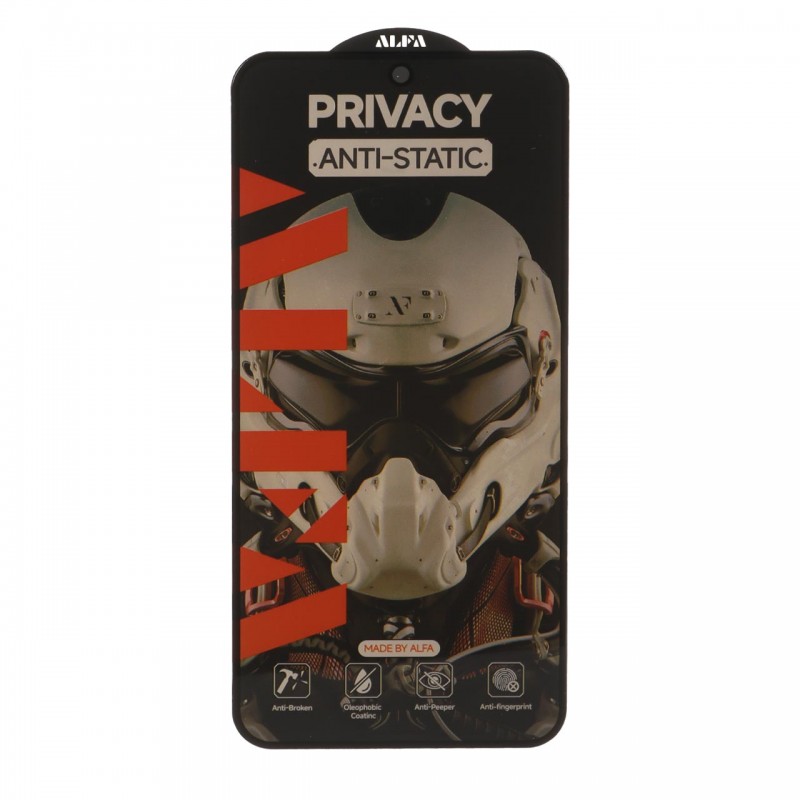 محافظ صفحه نمایش شیشه ای پرایوسی Samsung Galaxy S23 FE / Galaxy A54 برند آلفا مدل فول کاور آنتی استاتیک