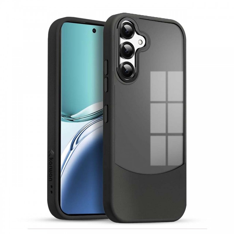 قاب دوتیکه چرمی شفاف دودی مناسب گوشی موبایل Samsung Galaxy A26