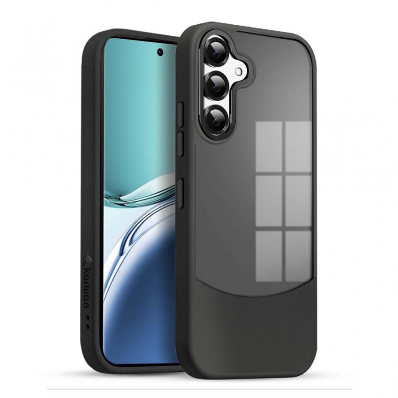 قاب دوتیکه چرمی شفاف دودی مناسب گوشی موبایل Samsung Galaxy A36 / A56