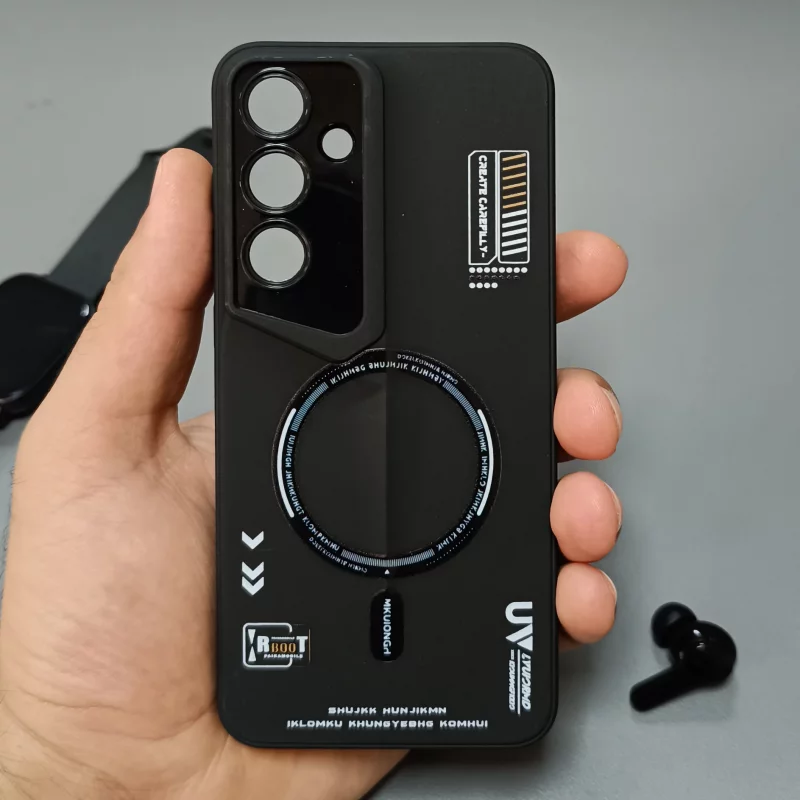 قاب گوشی ژله ای طرح TechZone مگ سیف مناسب Samsung Galaxy S24 FE - رنگ مشکی