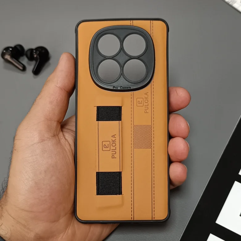 قاب گوشی Xiaomi Note 14 Pro 5G / Redmi Note 14 Pro Plus / Poco X7 مدل نگهدارنده انگشت کشی برند PULOKA - رنگ عسلی