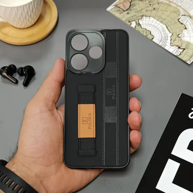 قاب گوشی Xiaomi Redmi 13x / Redmi 13 / Poco M6 4G مدل نگهدارنده انگشت کشی برند PULOKA - رنگ مشکی