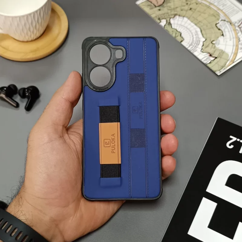 قاب گوشی Xiaomi Poco X7 Pro مدل نگهدارنده انگشت کشی برند PULOKA - رنگ آبی کاربنی