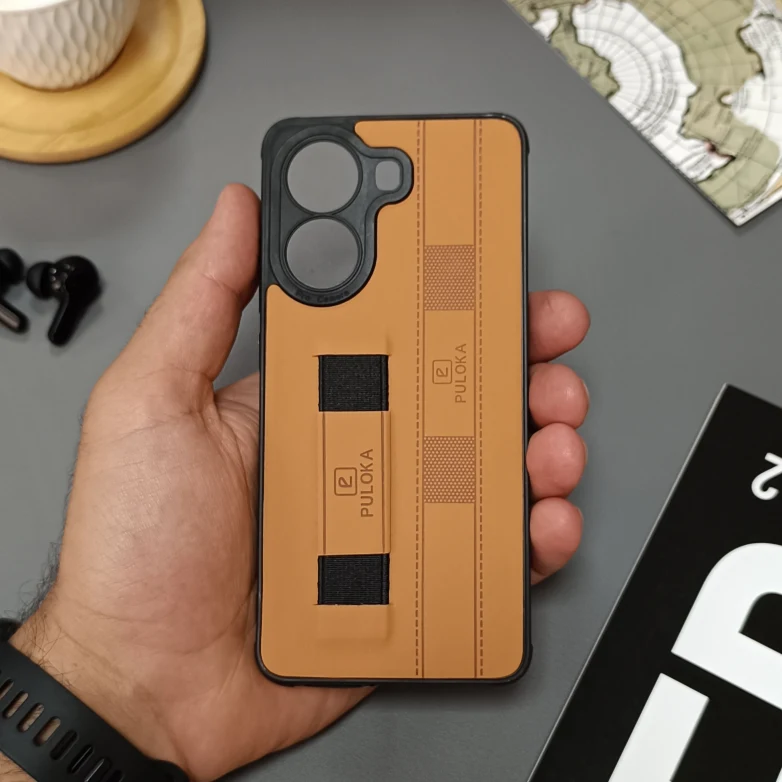 قاب گوشی Xiaomi Poco X7 Pro مدل نگهدارنده انگشت کشی برند PULOKA - رنگ عسلی