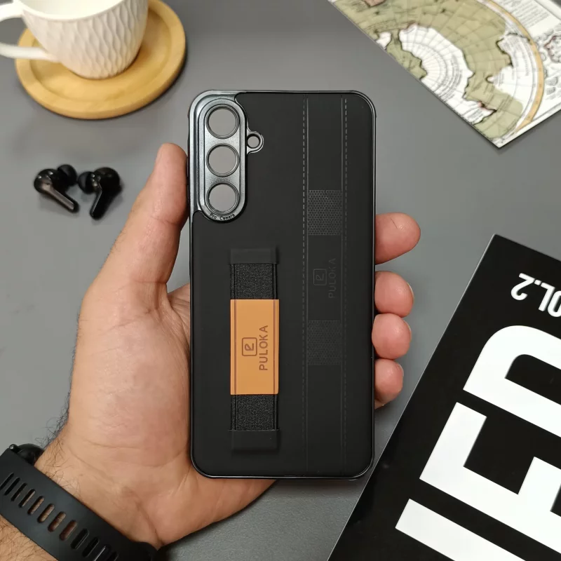 قاب گوشی Samsung Galaxy A16 مدل نگهدارنده انگشت کشی برند PULOKA - رنگ مشکی