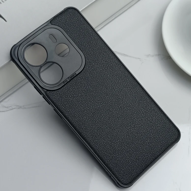 قاب Tpu طرح چرم Xiaomi Redmi Note 14 4G - رنگ مشکی