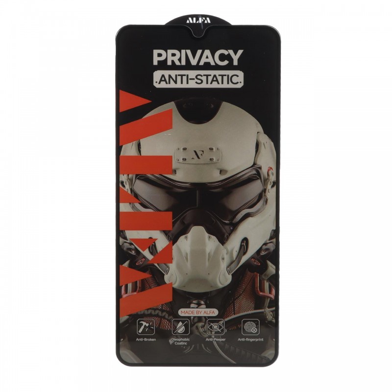 محافظ صفحه نمایش شیشه ای پرایوسی Xiaomi Redmi 14C / Redmi A5 / Redmi A3 Pro / Redmi A4 برند آلفا مدل فول کاور آنتی استاتیک