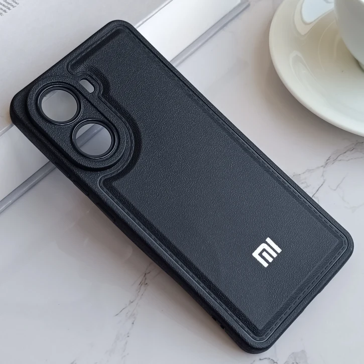 قاب  Puffy Texture  ساده لوگودار مناسب گوشی‌ شیائومی Poco X7 Pro – رنگ مشکی