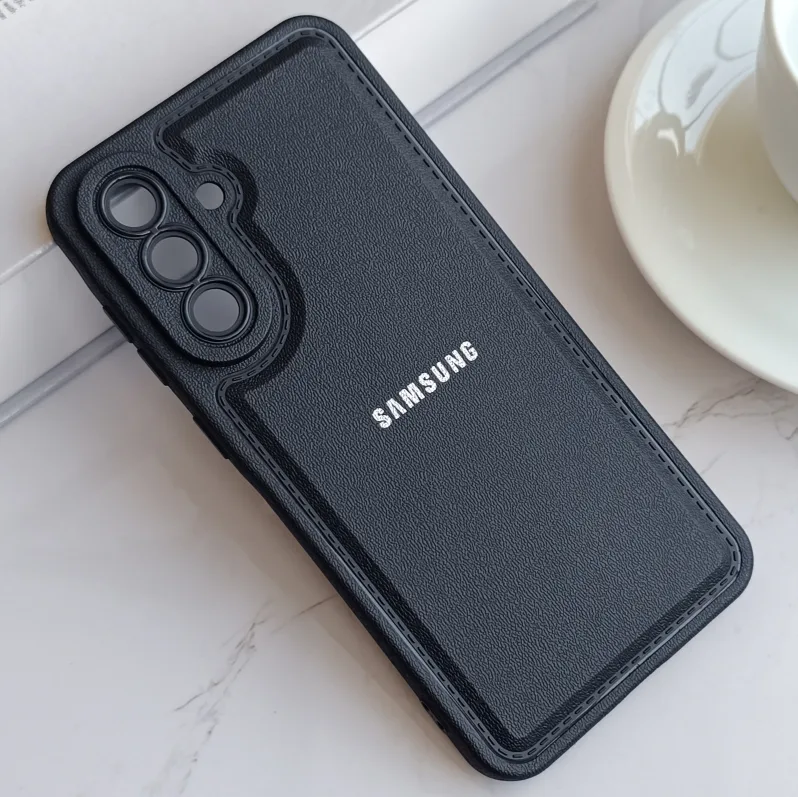 قاب  Puffy Texture  ساده لوگودار مناسب گوشی‌ سامسونگ Galaxy A56 / A36 – رنگ مشکی