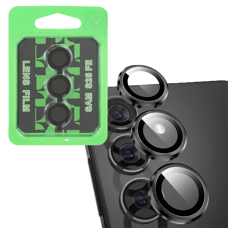 محافظ لنز دوربین S25 FE مدل رینگی شیشه ای آلومینیومی