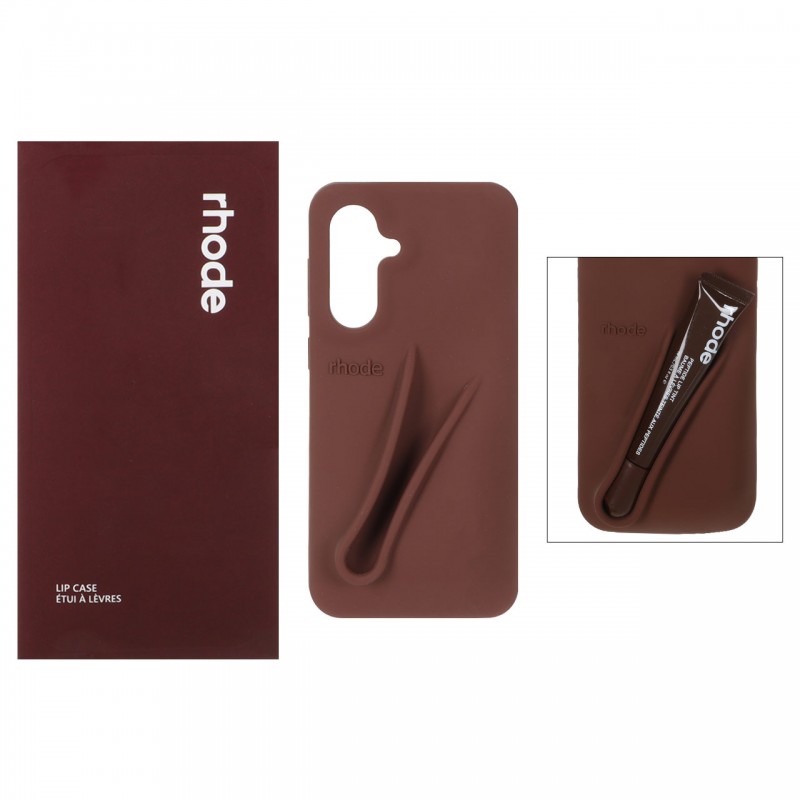 قاب سیلکونی اورجینال rhode با ست لیپ گلاس Galaxy A56/ A36 - قهوه ای