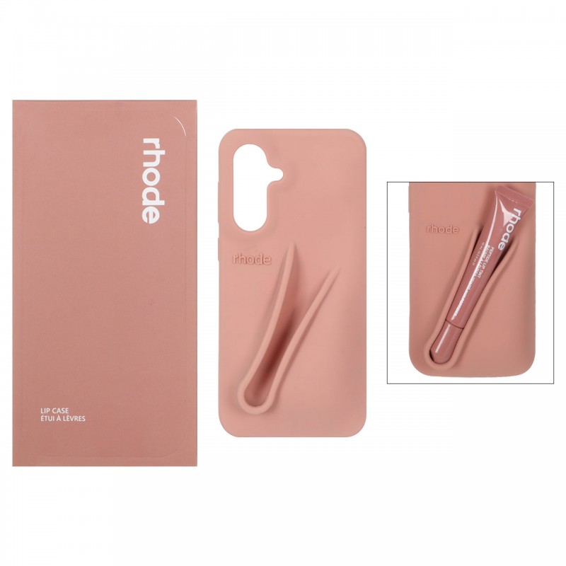 قاب سیلکونی اورجینال rhode با ست لیپ گلاس Galaxy A56/ A36 - کرم نارنجی