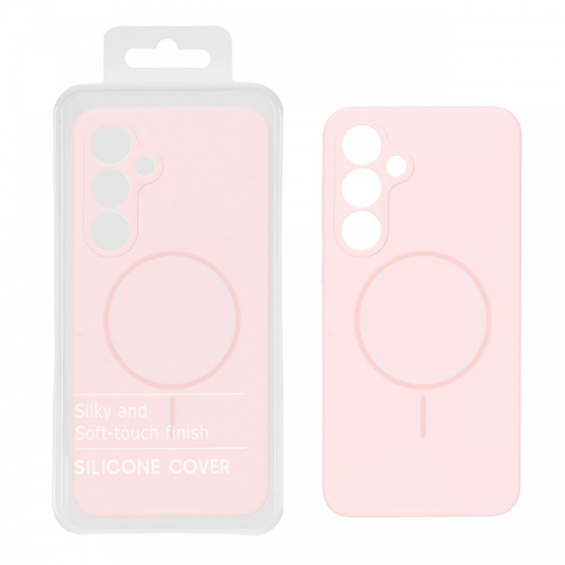 قاب سیلیکونی مگسیف Galaxy S24 FE پاک کنی اورجینال درجه یک - صورتی روشن