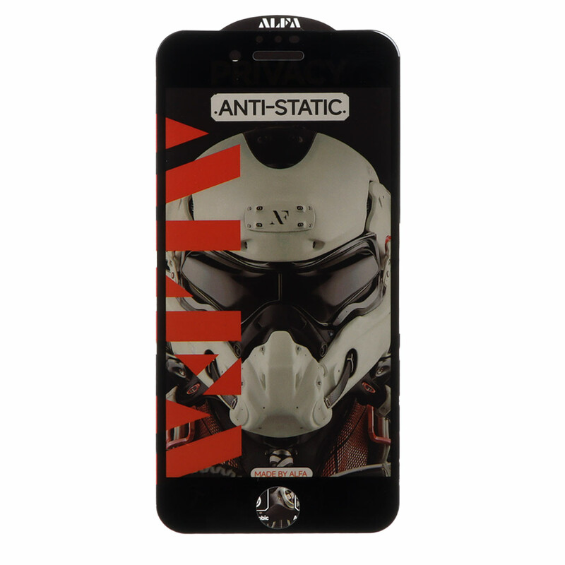 محافظ صفحه نمایش شیشه ای Full Cover ALFA Anti Static Privacy مدل Apple iPhone 6 / iPhone 6S / iPhone 7 / iPhone 8 - مشکی (بدون پک)