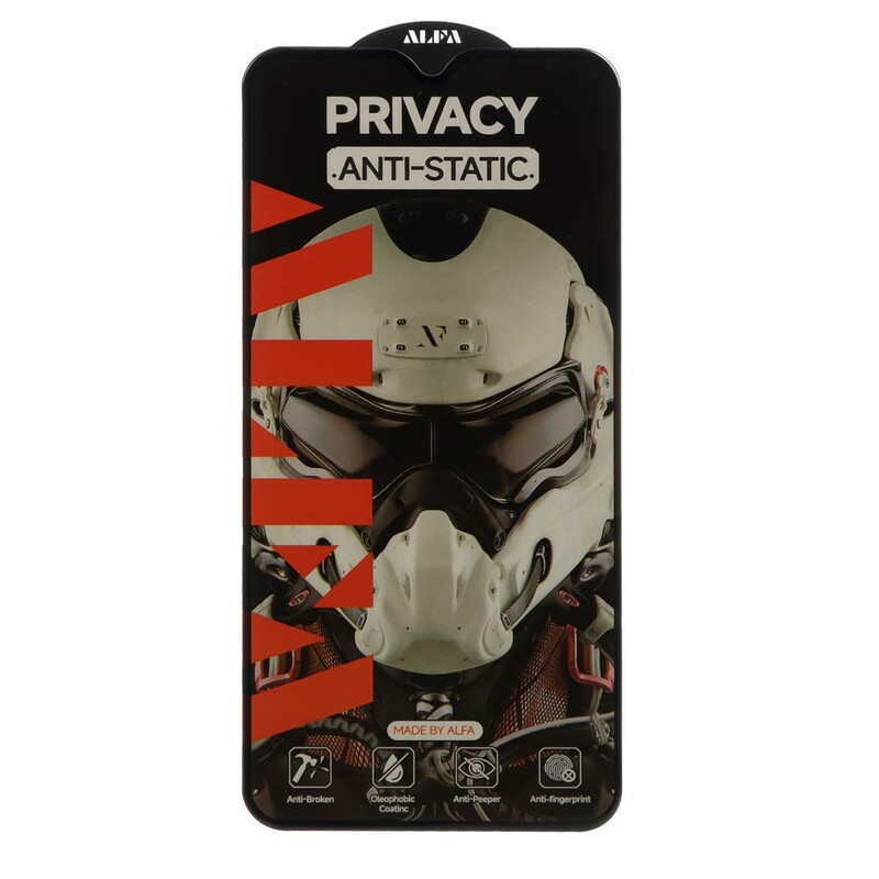 محافظ صفحه نمایش شیشه ای Full Cover ALFA Anti Static Privacy مدل Samsung Galaxy A10 / A10s (بدون پک)