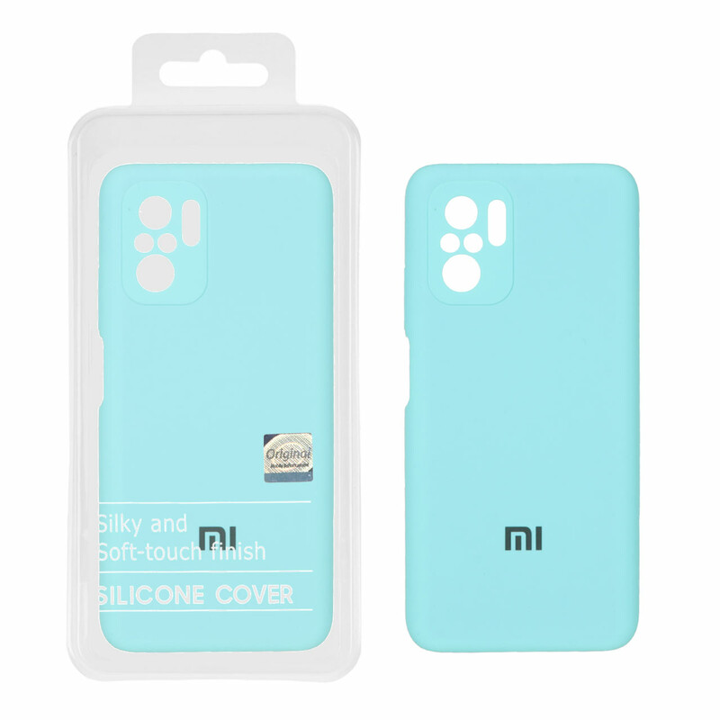 قاب سیلیکونی پاک کنی اورجینال Master Quality مدل Xiaomi Redmi Note 10 4G / Redmi Note 10S / Poco M5S - سبزآبی (پک دار)