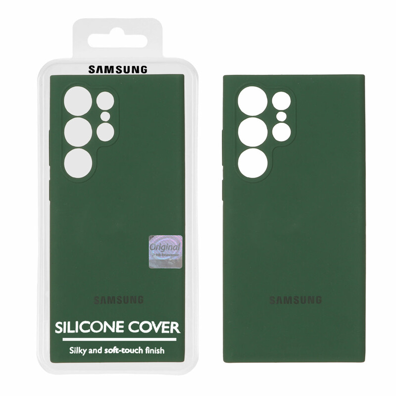 قاب سیلیکونی پاک کنی اورجینال Master Quality مدل Samsung Galaxy S23 Ultra - سبز تیره (پک دار)
